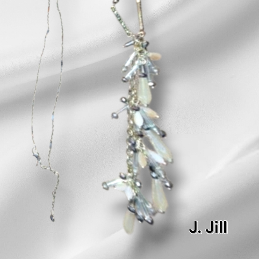 J Jill icicle glistening beaded y Long designer Necklace euc